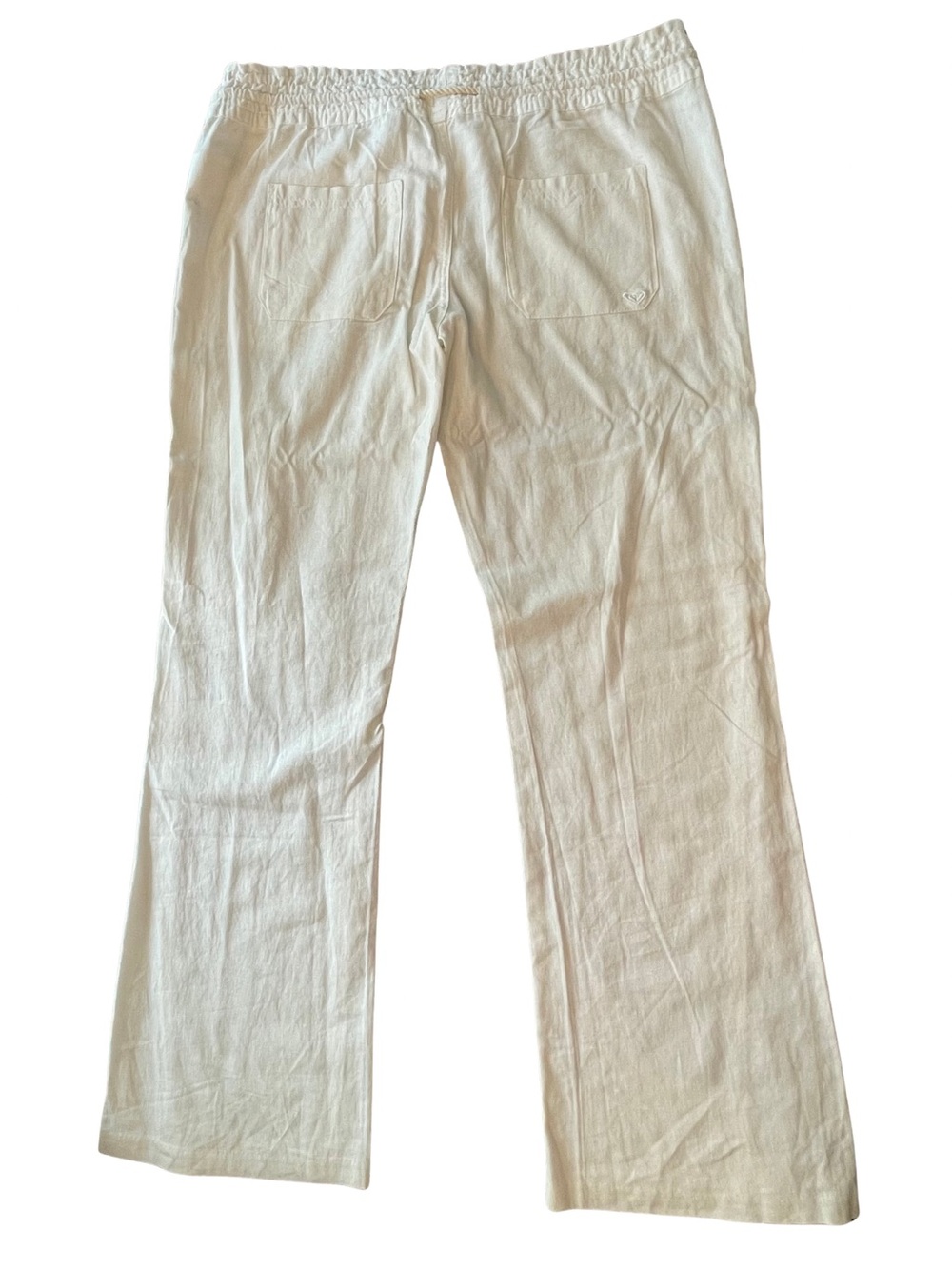 NWT Roxy Cream Drawstring Linen Pants - Picture 2 of 4